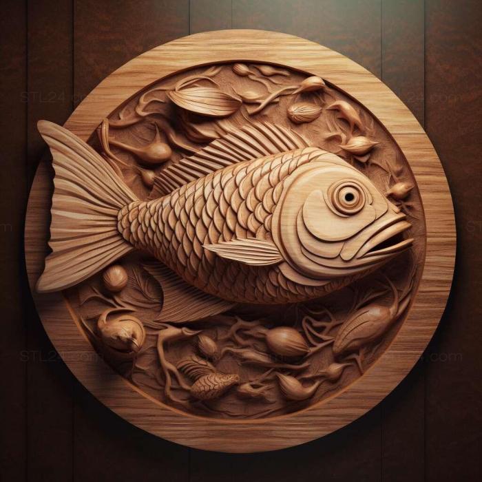 Природа и животные (Рыба Пекольтии 4, NATURE_4152) 3D модель для ЧПУ станка